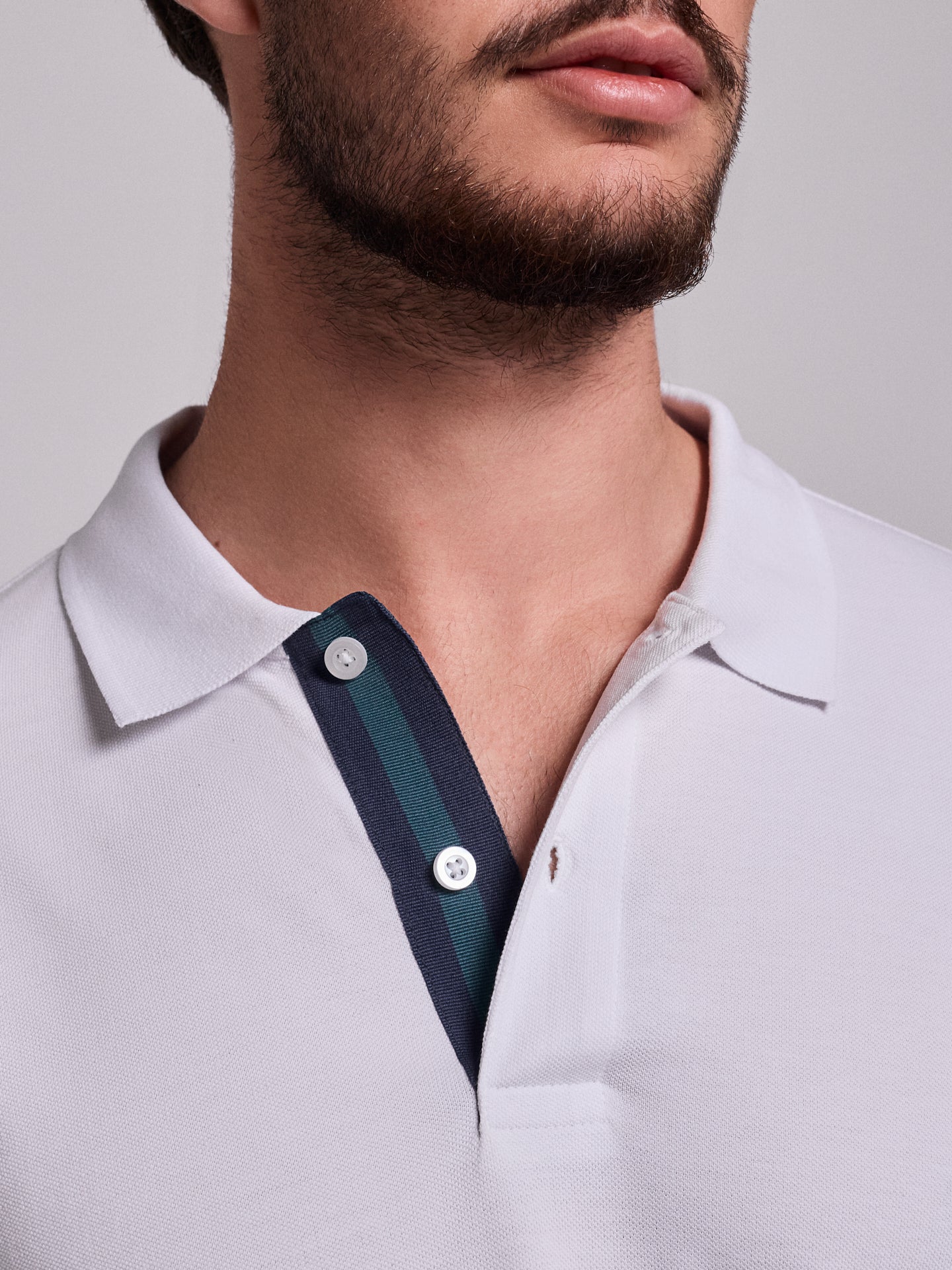 POLO BLANCO MANGA CORTA REGULAR FIT MR. AZUL