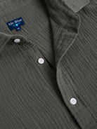GREEN COTTON SHIRT SHORT SLEEVE REGULAR FIT MR. BLUE