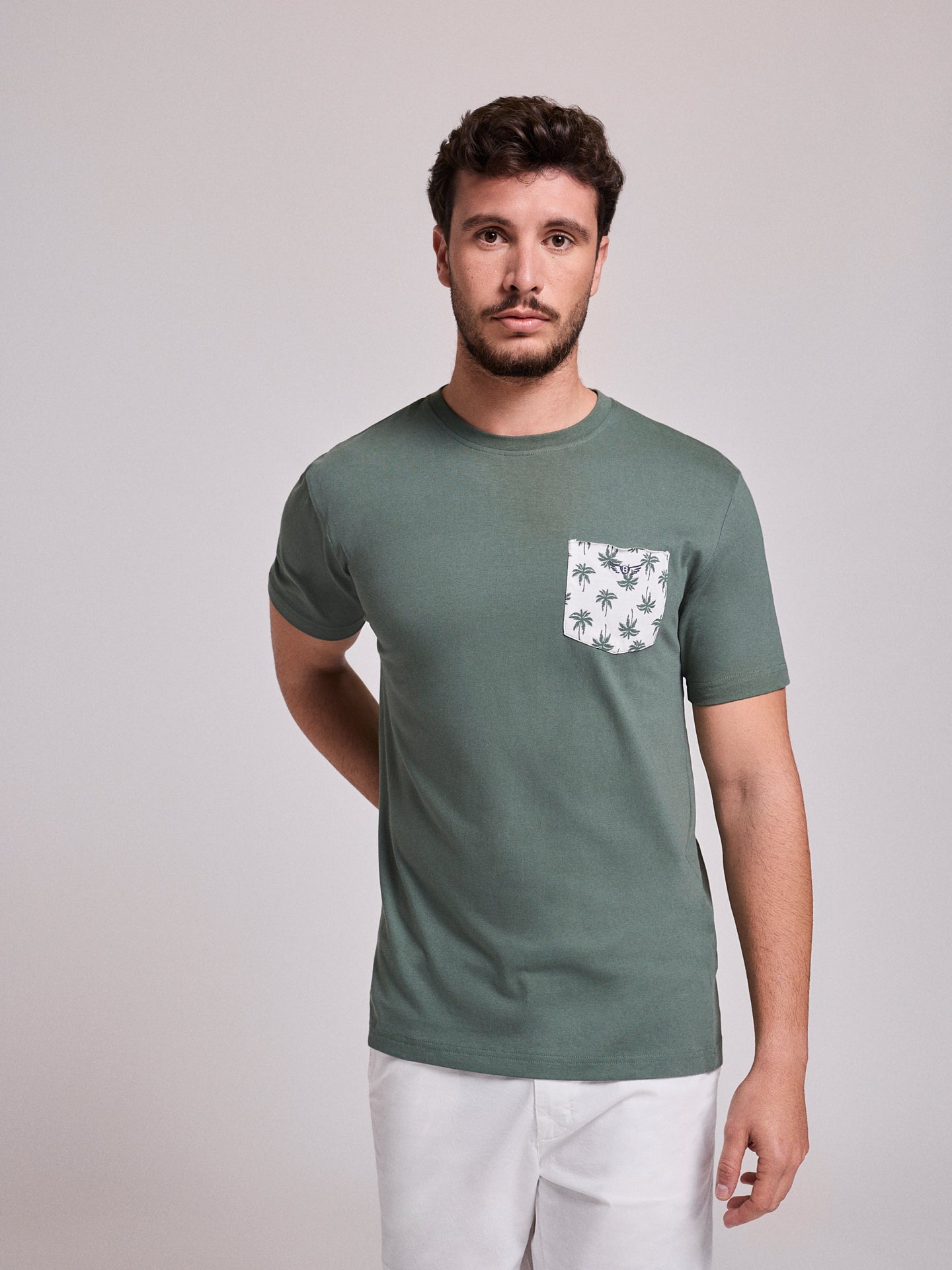 CAMISETA ALGODÓN VERDE MANGA CORTA REGULAR FIT MR. AZUL