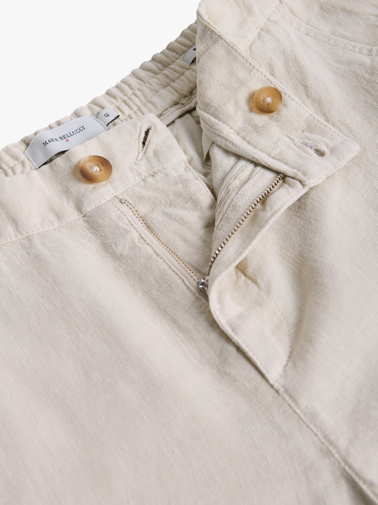 BEIGE LINEN REGULAR FIT TROUSERS MARK BELLUCCI