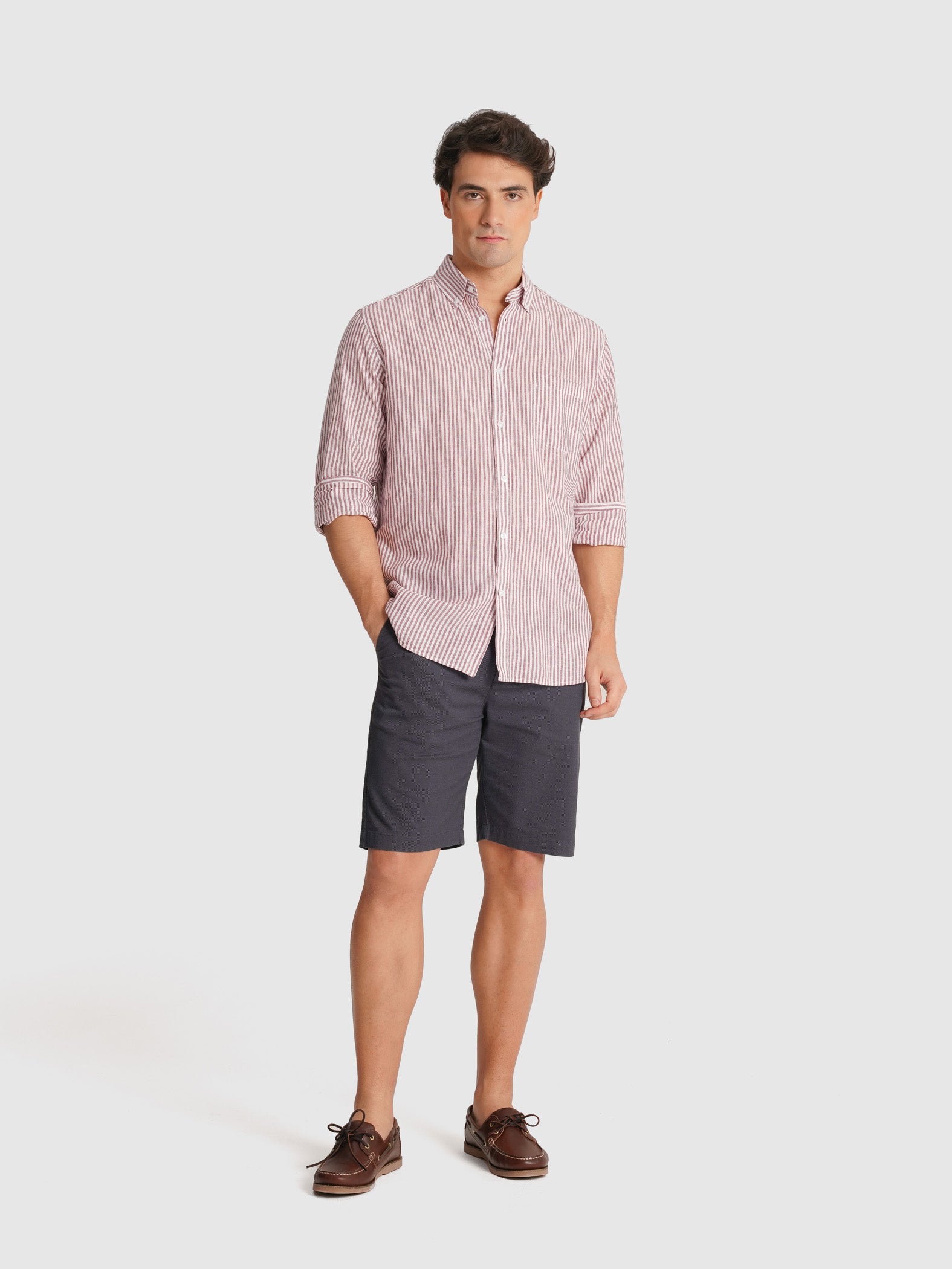 CAMISA MR BURDEOS MANGA LARGA REGULAR FIT. AZUL