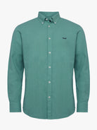 Camisa de corte estándar de lino verde de Mr. Blue