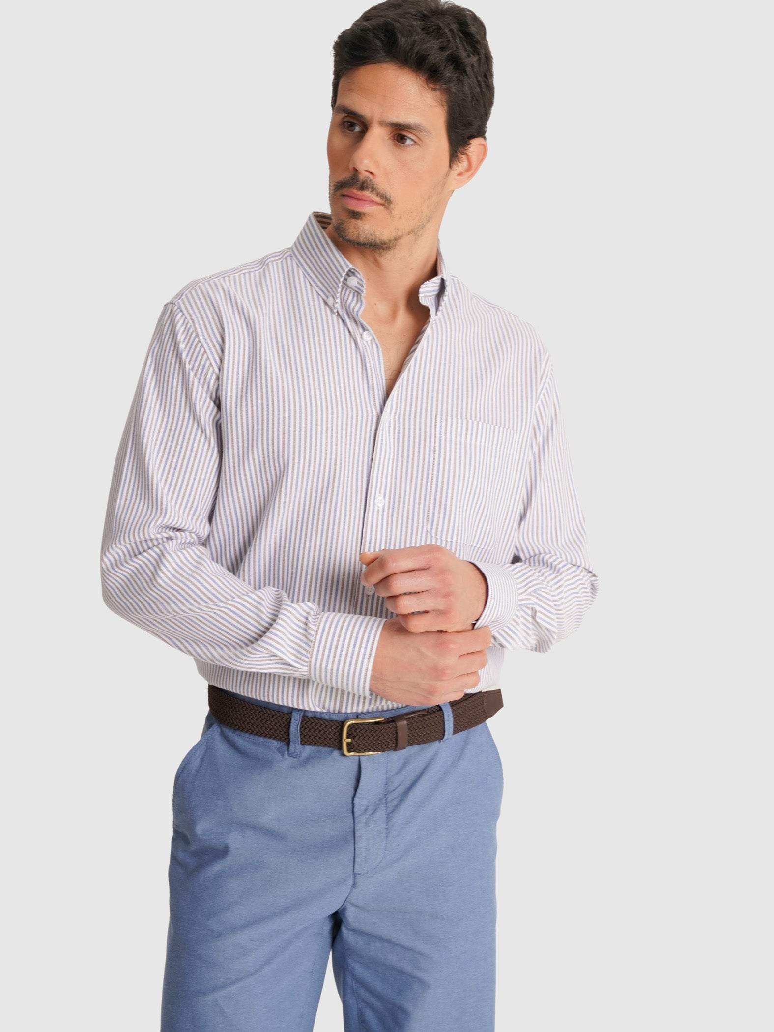 BLUE LONG SLEEVE REGULAR FIT MR SHIRT. BLUE