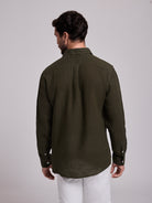 GREEN LINEN SHIRT LONG SLEEVE TAILORED FIT MARK BELLUCCI