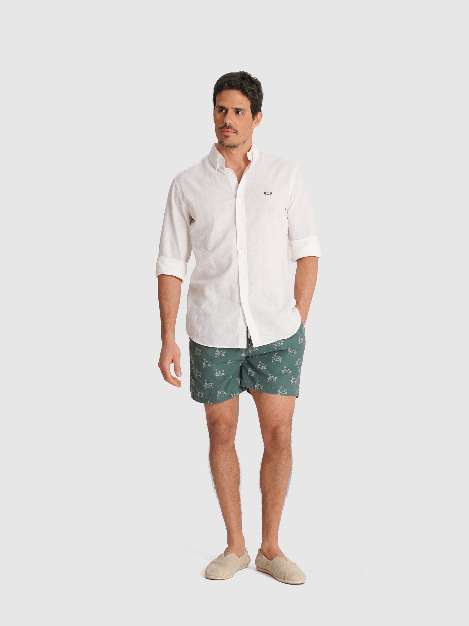CAMISA MR BLANCA MANGA LARGA REGULAR FIT. AZUL