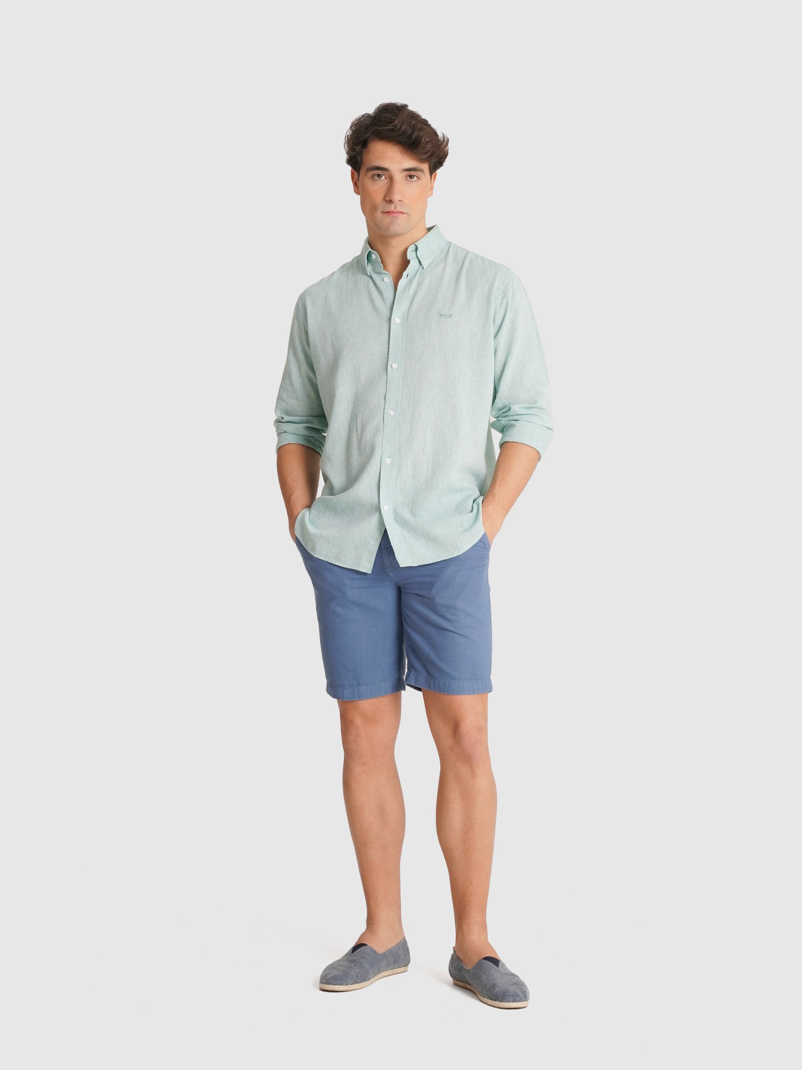 LONG SLEEVE GREEN SHIRT REGULAR FIT MR. BLUE