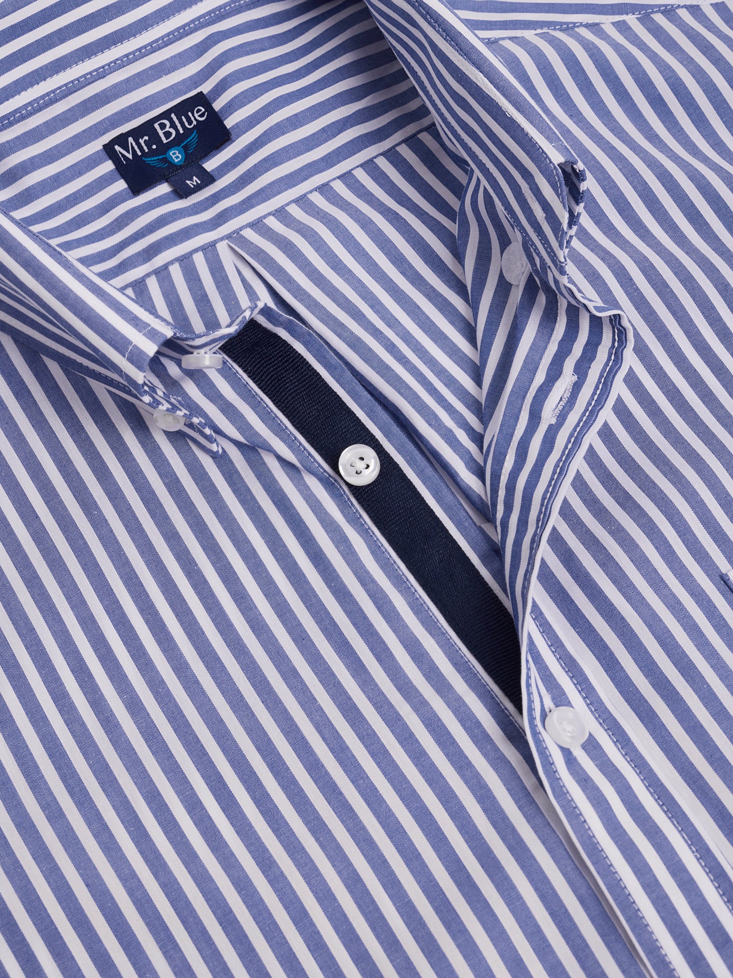 CAMISA ALGODÓN AZUL MANGA CORTA REGULAR FIT MR. AZUL