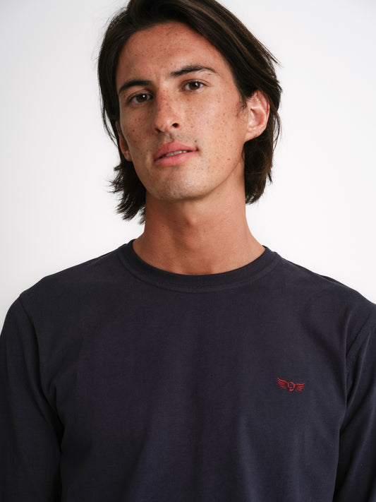 BLUE COTTON T-SHIRT LONG SLEEVE REGULAR FIT MR. BLUE