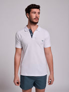 POLO BLANCO MANGA CORTA REGULAR FIT MR. AZUL