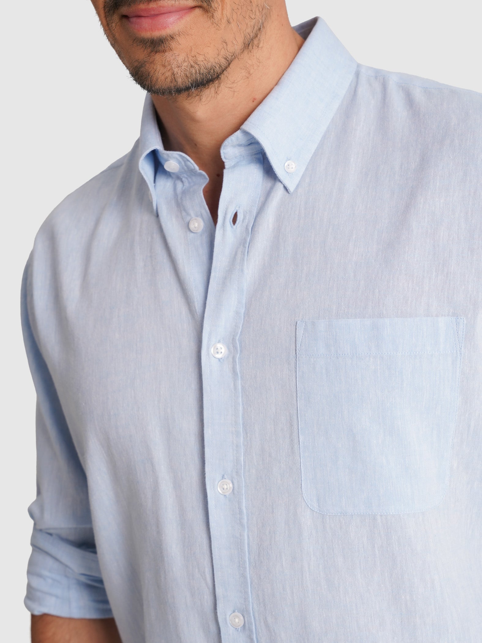 BLUE LONG SLEEVE REGULAR FIT MR SHIRT. BLUE