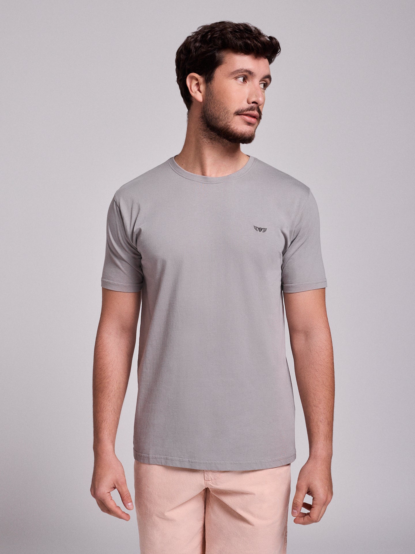 CAMISETA ALGODÓN GRIS MANGA CORTA REGULAR FIT MR. AZUL