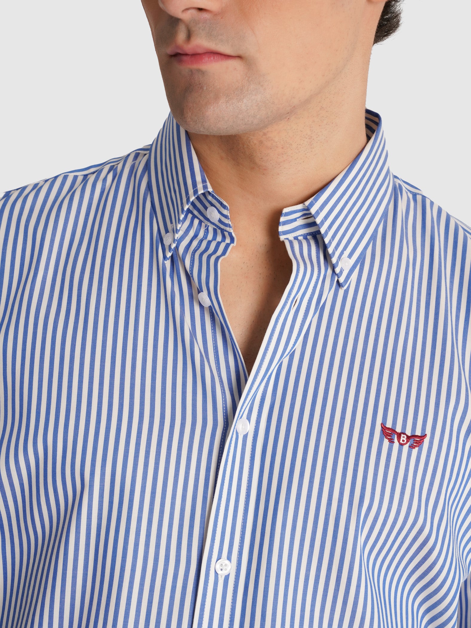CAMISA SARGA AZUL MANGA LARGA REGULAR FIT MR. AZUL