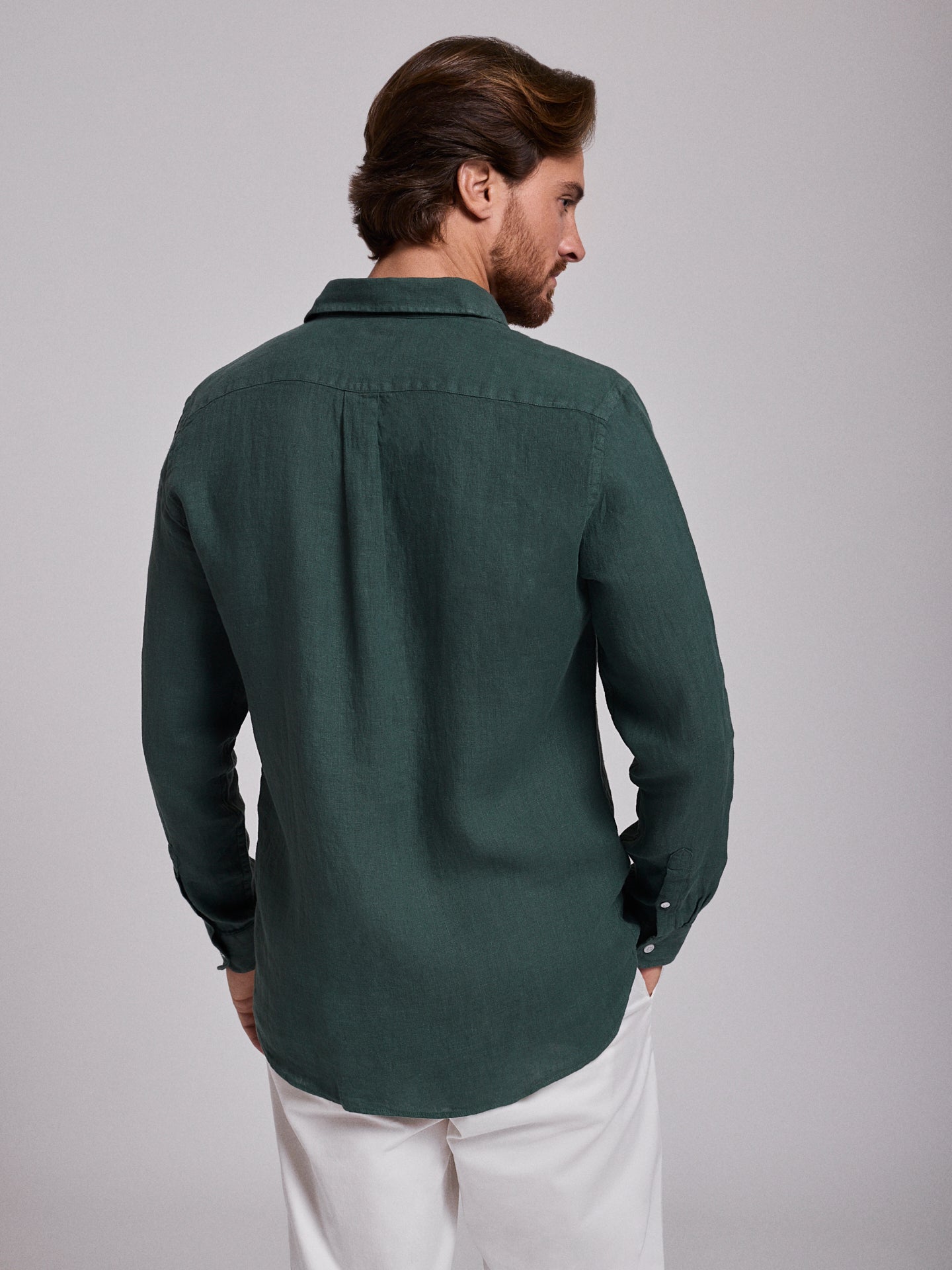 CAMISA LINO VERDE MANGA LARGA SASTRERÍA MARK BELLUCCI