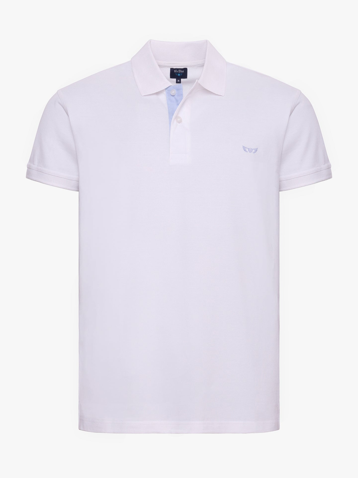 POLO BLANCO MANGA CORTA REGULAR FIT MR. AZUL