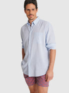 BLUE LONG SLEEVE REGULAR FIT MR SHIRT. BLUE