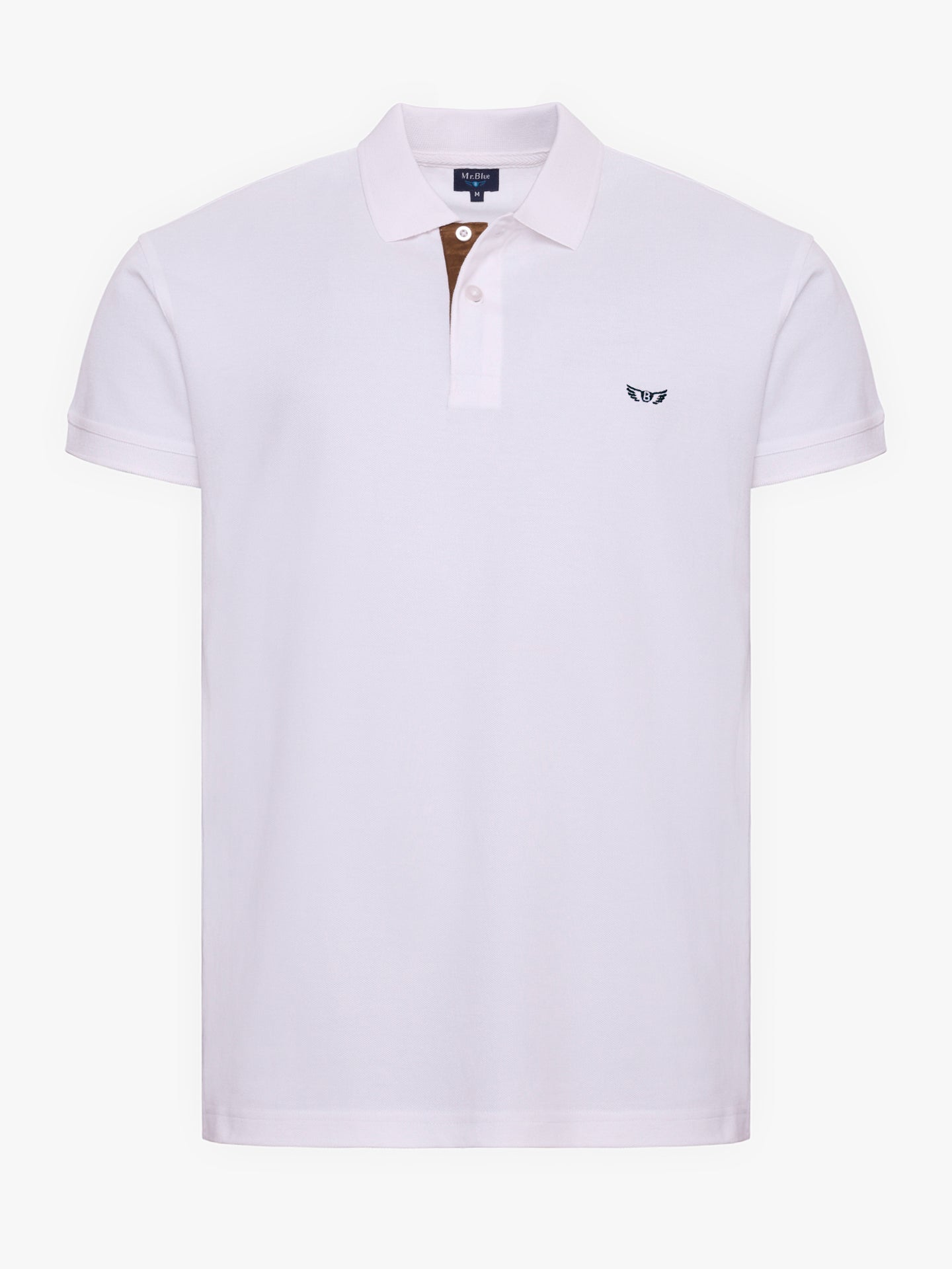 WHITE PIQUET POLO SHORT SLEEVES REGULAR FIT MR. BLUE