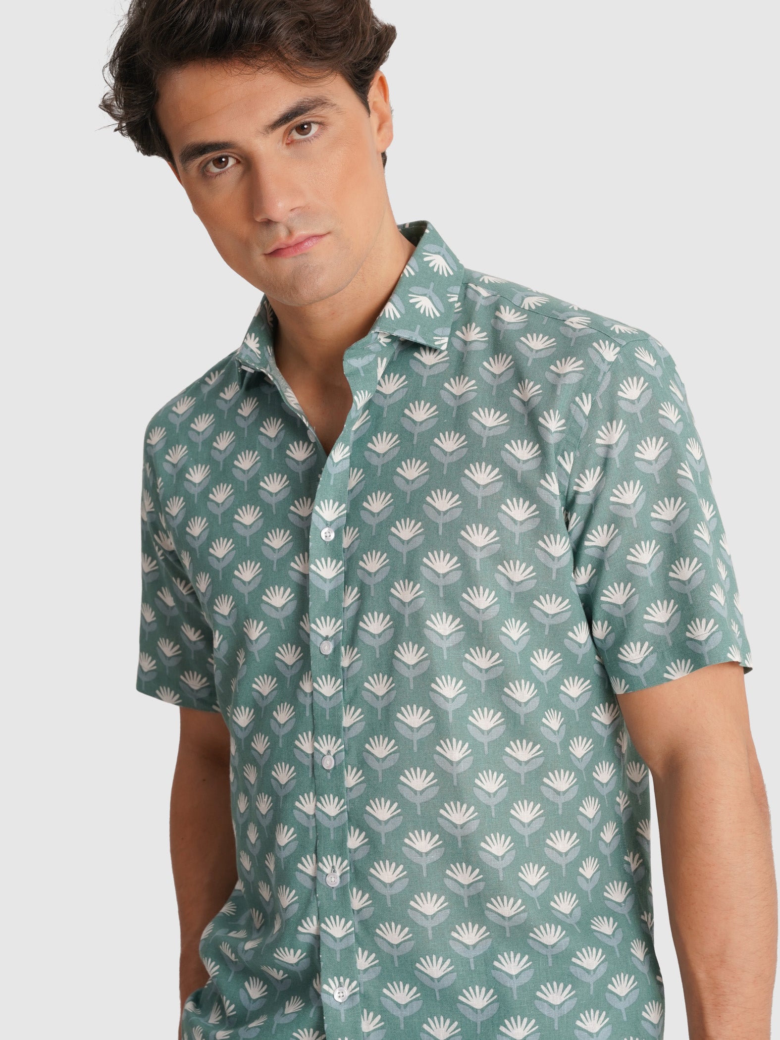 CAMISA VERDE MANGA CORTA REGULAR FIT MR. AZUL