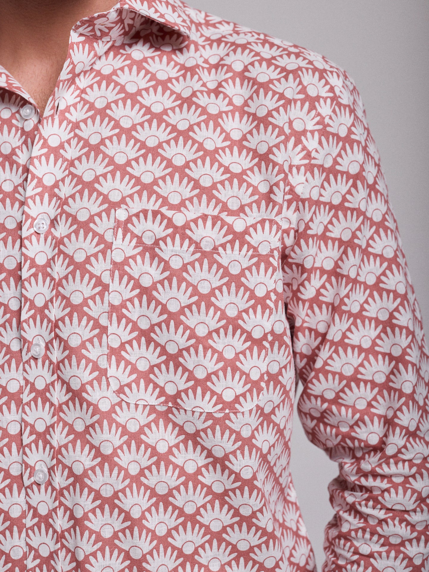 PINK LINEN SHIRT LONG SLEEVE REGULAR FIT MR. BLUE