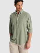 CAMISA MANGA LARGA VERDE REGULAR FIT MR. AZUL