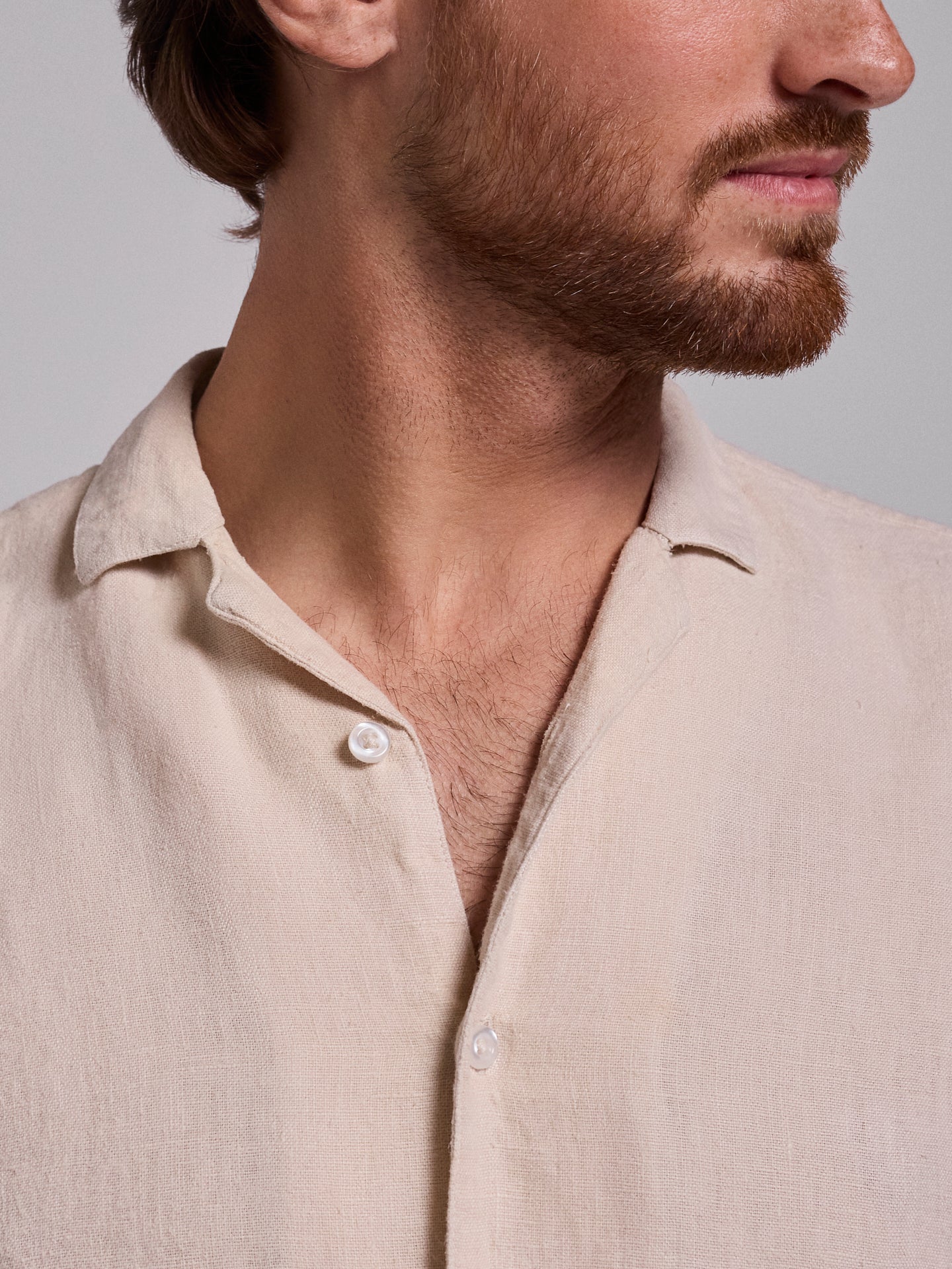 BEIGE LINEN SHIRT SHORT SLEEVE REGULAR FIT MARK BELLUCCI