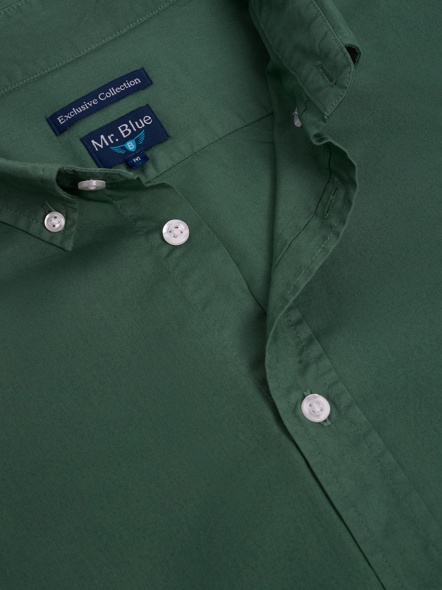 CAMISA ALGODÓN VERDE MANGA LARGA REGULAR FIT MR. AZUL