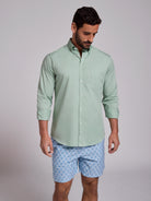 CAMISA ALGODÓN VERDE MANGA LARGA REGULAR FIT MR. AZUL