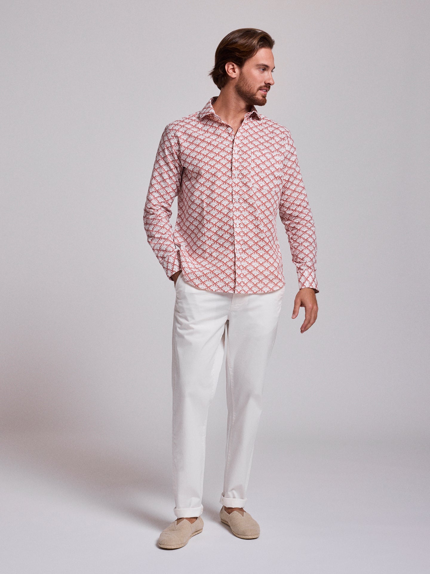 PINK LINEN SHIRT LONG SLEEVE REGULAR FIT MR. BLUE