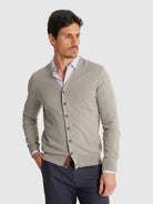CARDIGAN ALGODÃO REGULAR FIT BEGE LISO MR. BLUE