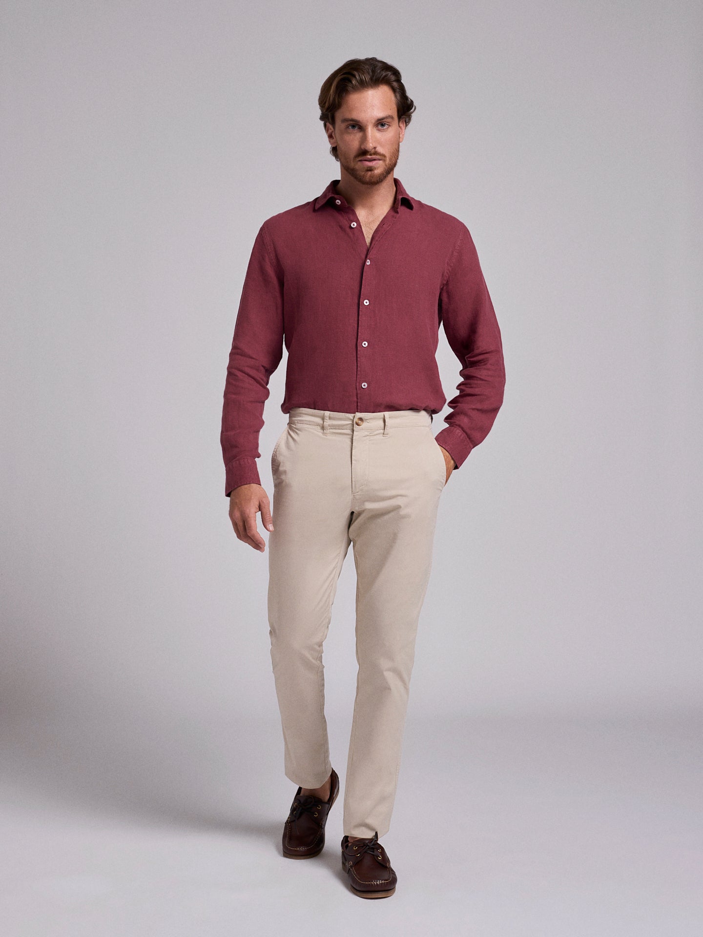 BEIGE COTTON REGULAR FIT TROUSERS MARK BELLUCCI