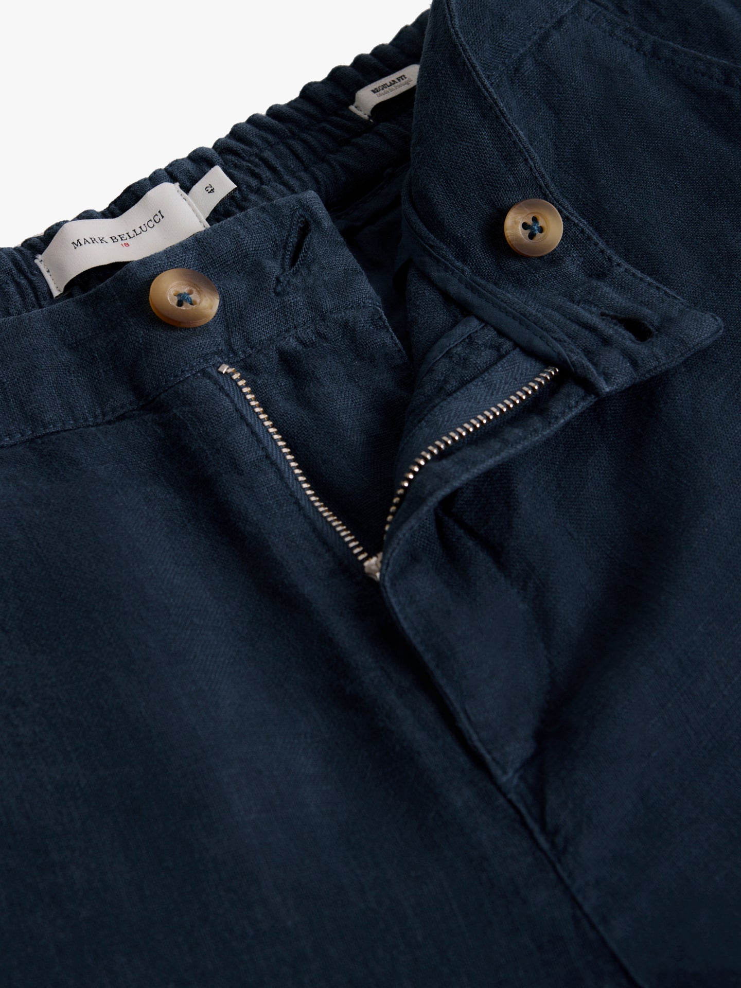 REGULAR FIT BLUE LINEN TROUSERS MARK BELLUCCI