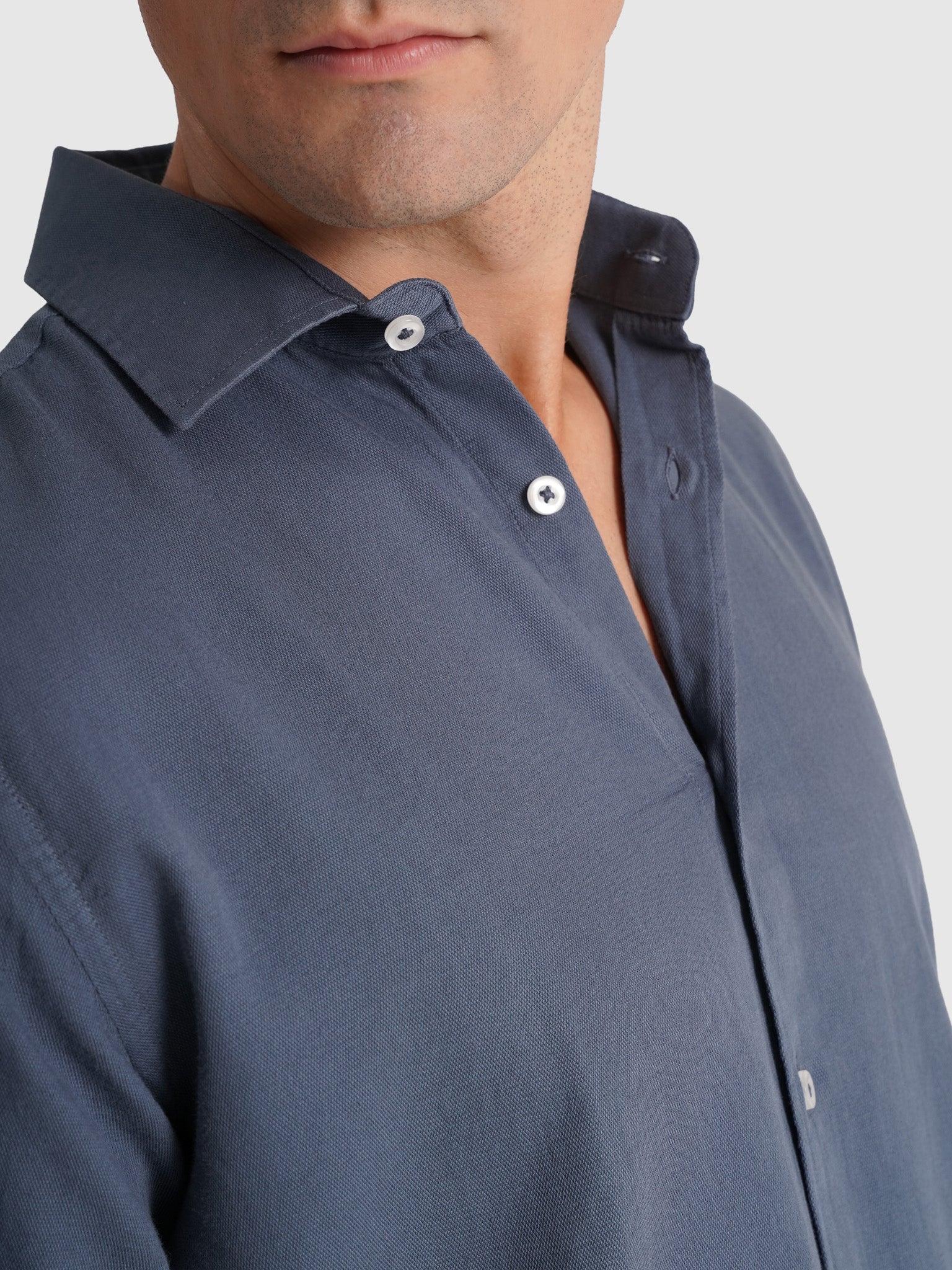 Camisa Algodão Azul Manga Comprida Regular Fit Mr. Blue