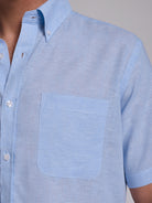 CAMISA LINO AZUL MANGA CORTA REGULAR FIT MR. AZUL