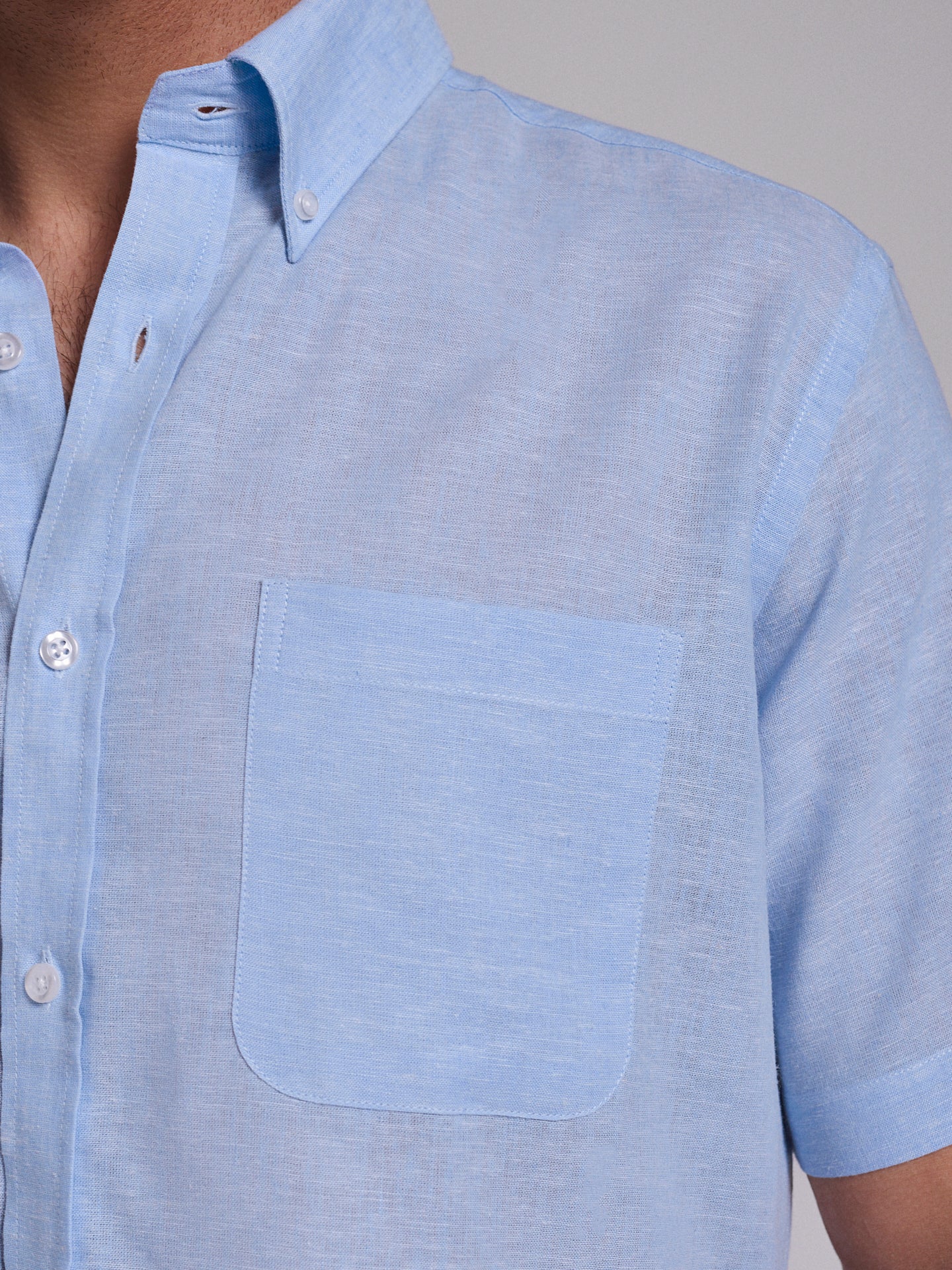CAMISA LINO AZUL MANGA CORTA REGULAR FIT MR. AZUL