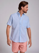 CAMISA LINO AZUL MANGA CORTA REGULAR FIT MR. AZUL