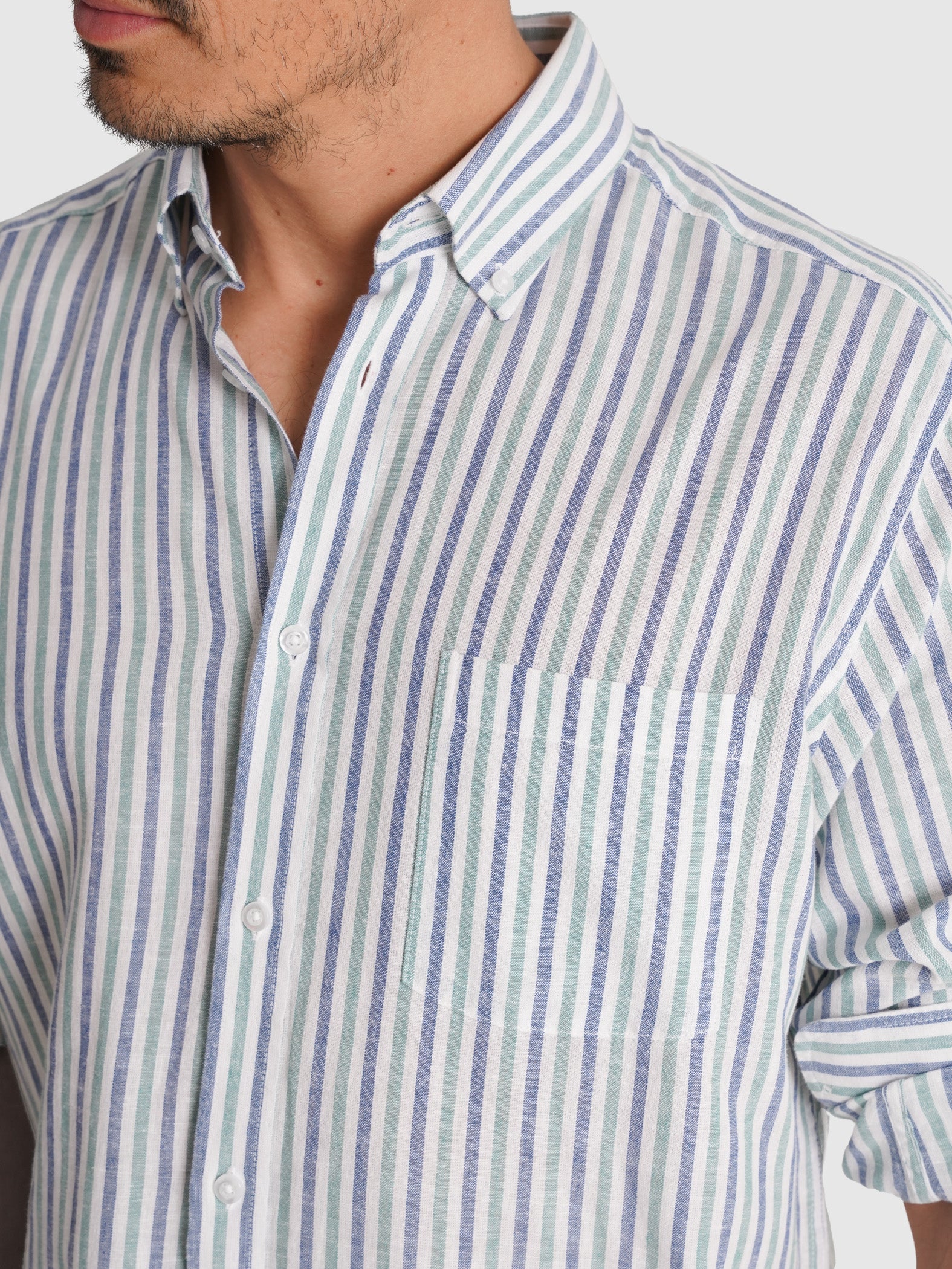 CAMISA MANGA LARGA VERDE REGULAR FIT MR. AZUL