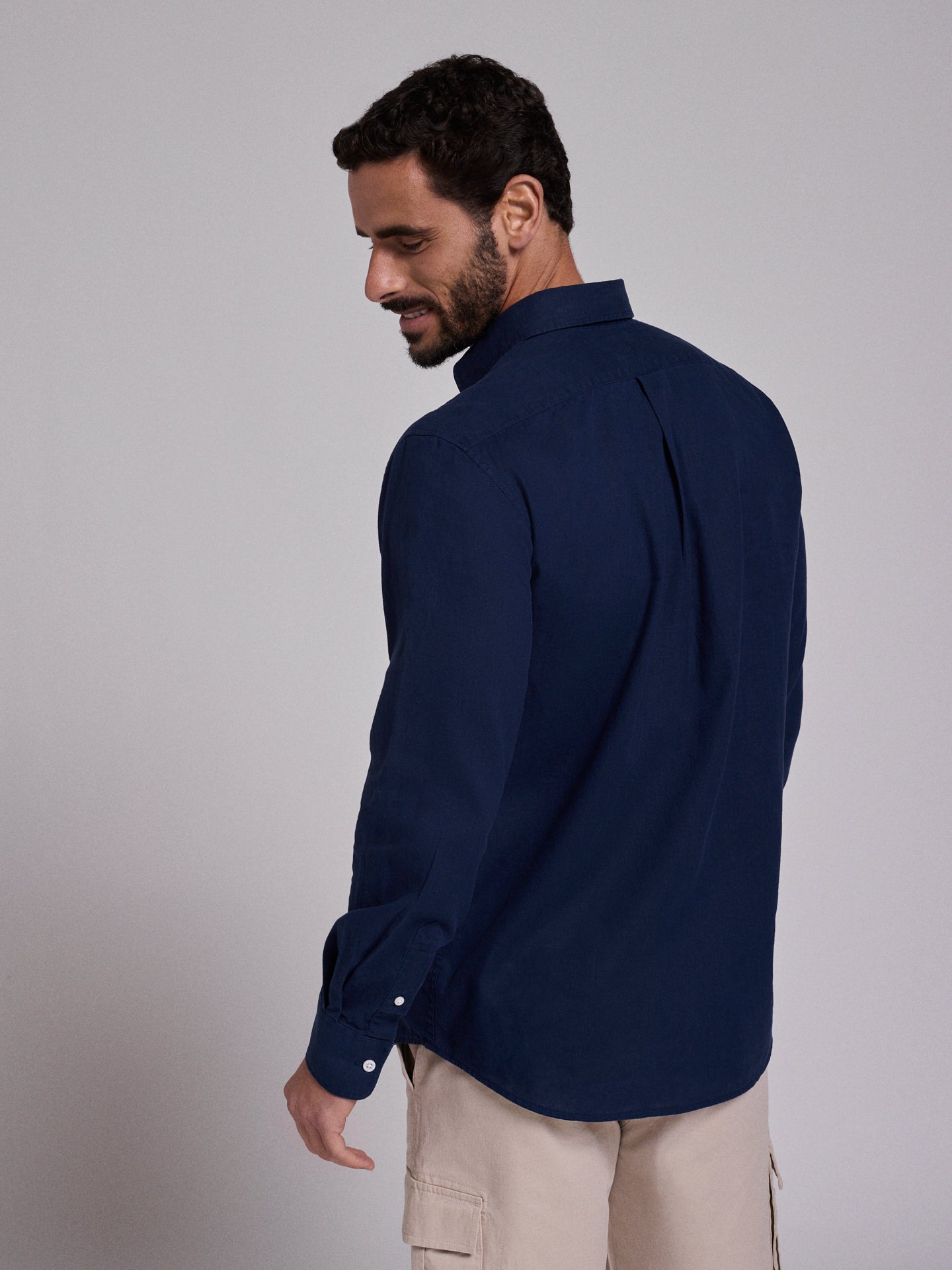 CAMISA LINO AZUL MANGA LARGA REGULAR FIT MR. AZUL