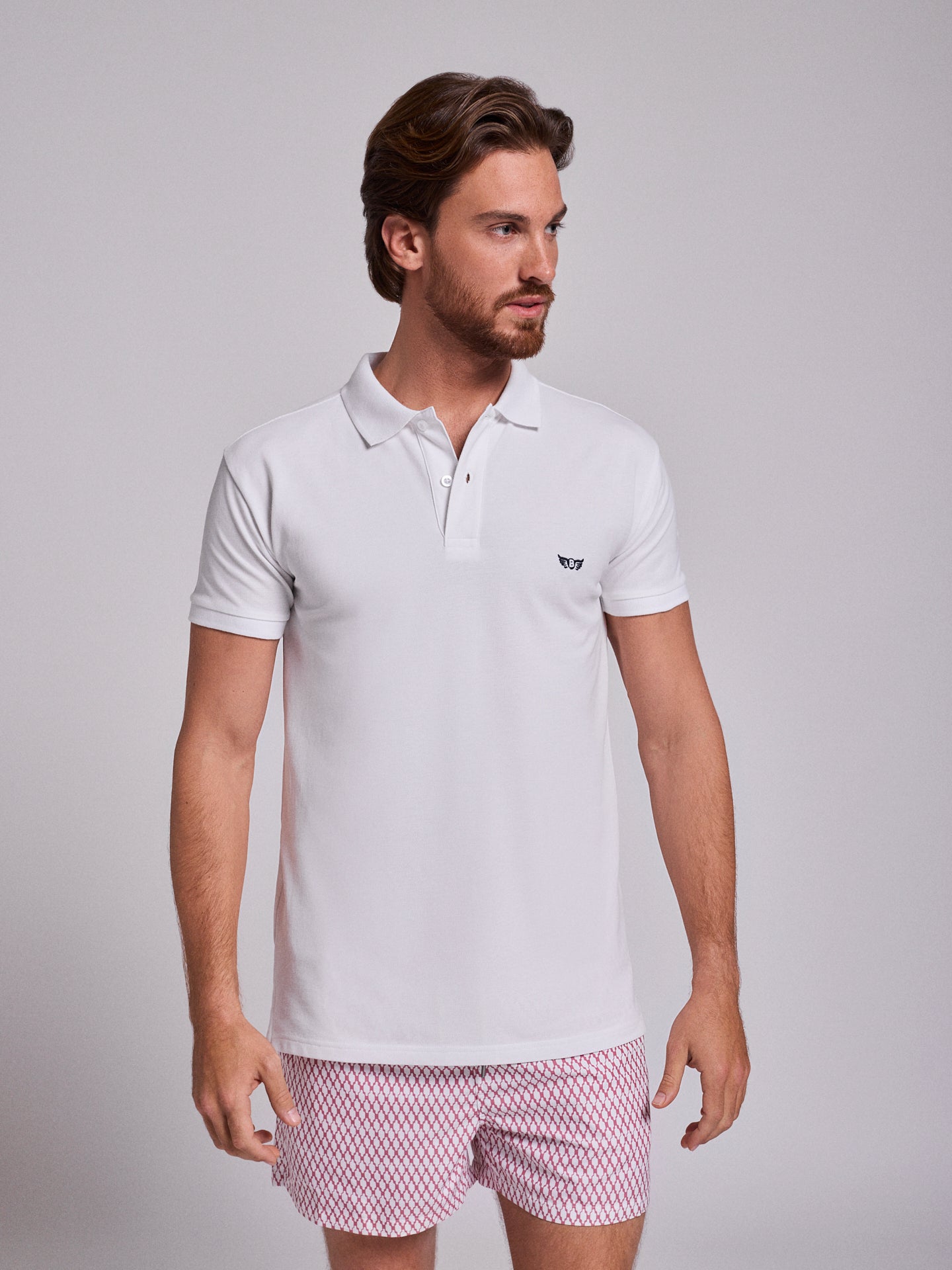 POLO BLANCO MANGA CORTA REGULAR FIT MR. AZUL
