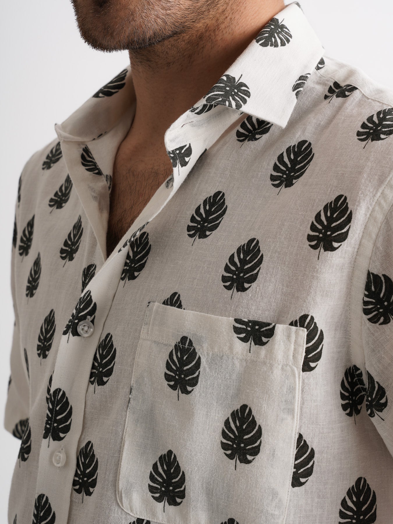 Camisa Regular Fit Lino Gris Mr. Blue
