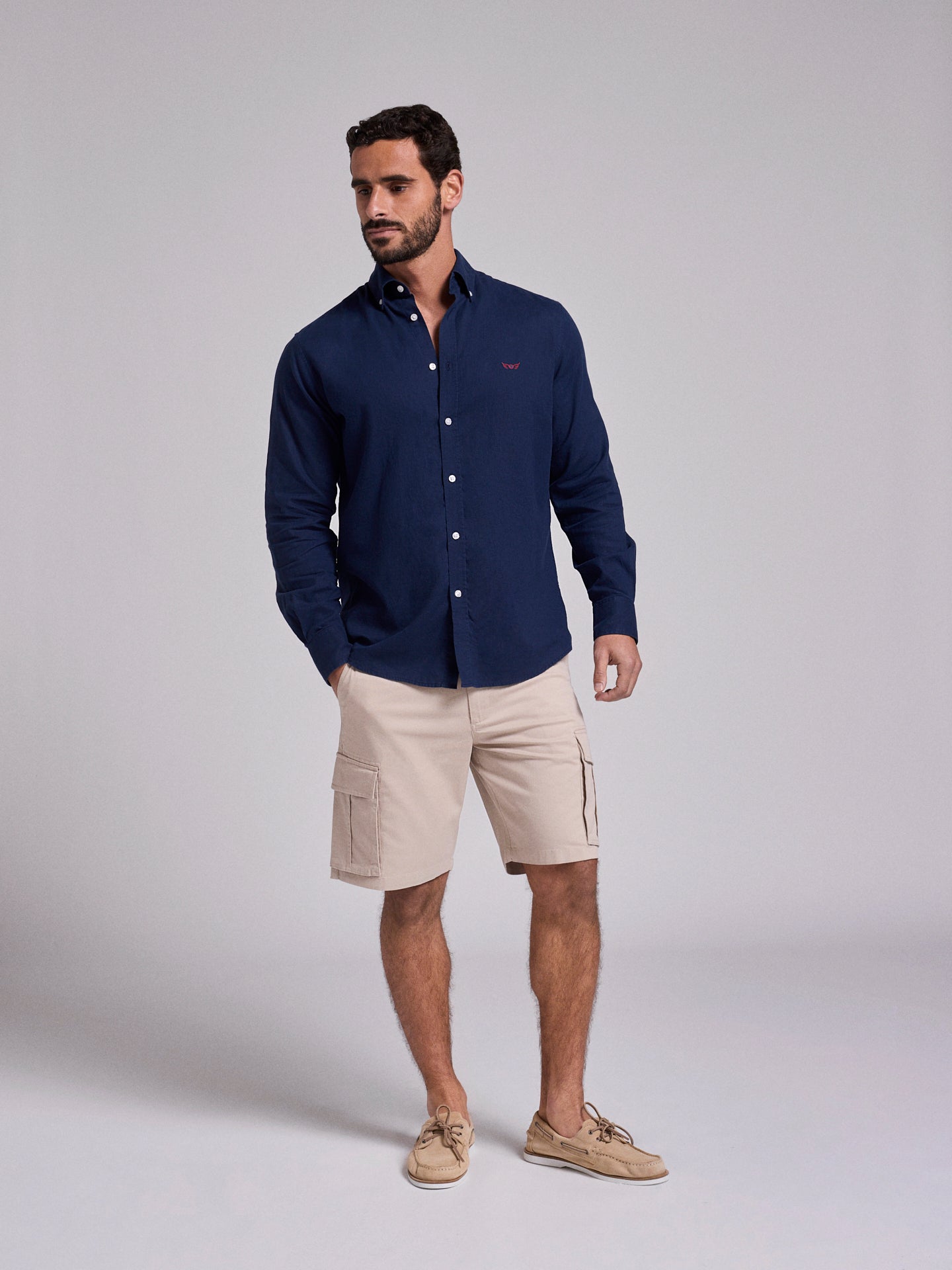 BLUE LINEN SHIRT LONG SLEEVE REGULAR FIT MR. BLUE