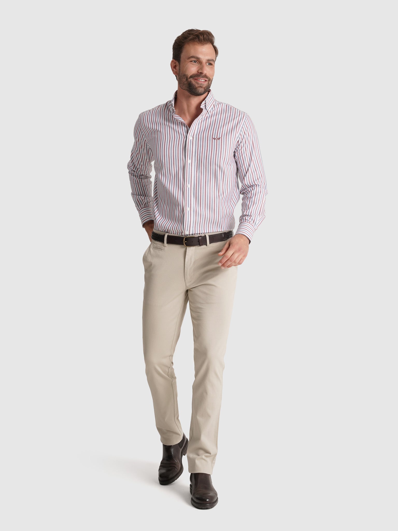 Calça Algodão Beges Slim Fit Mr. Blue