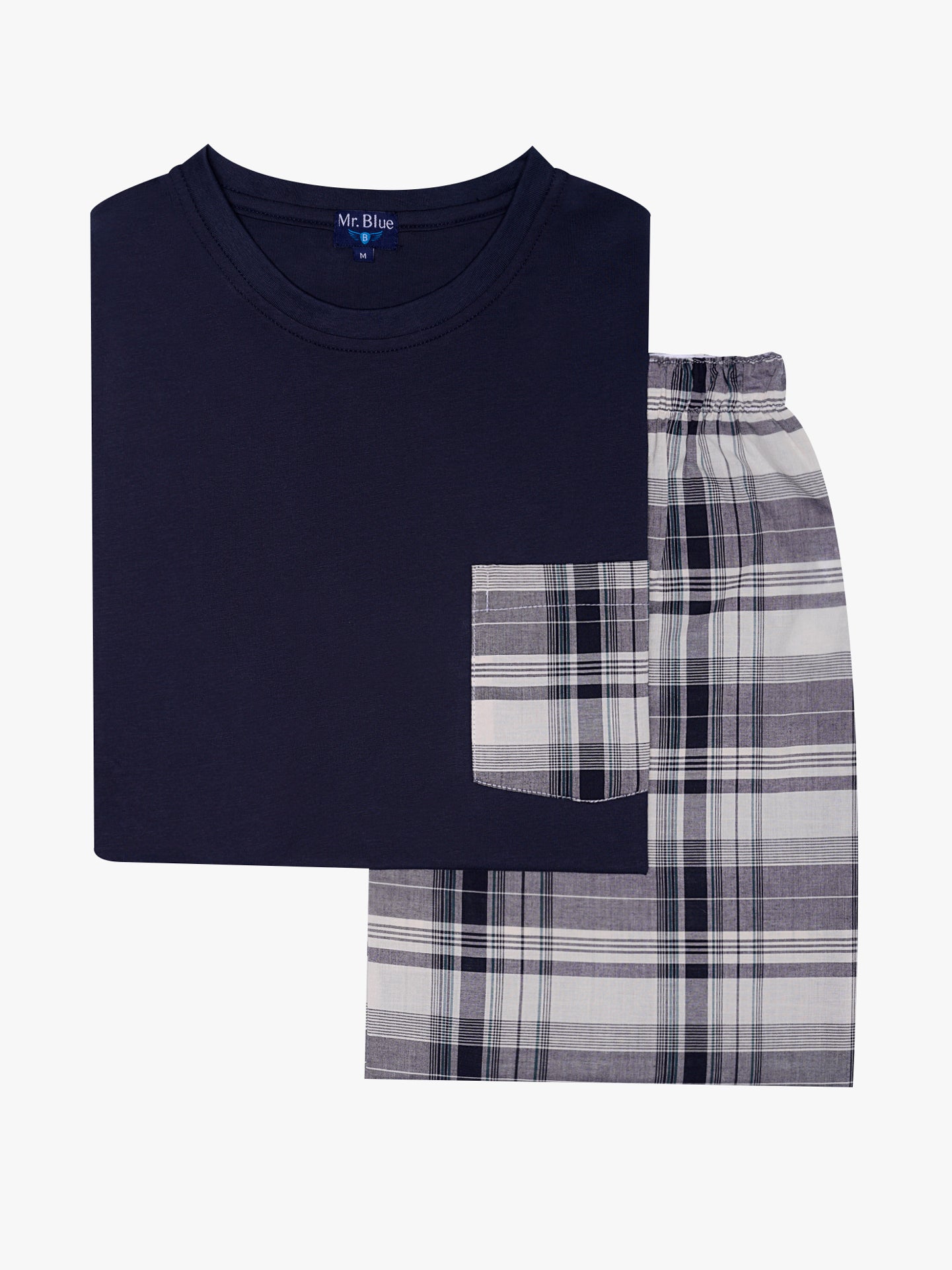 BLUE COTTON PAJAMA SHORT SLEEVES REGULAR FIT MR. BLUE