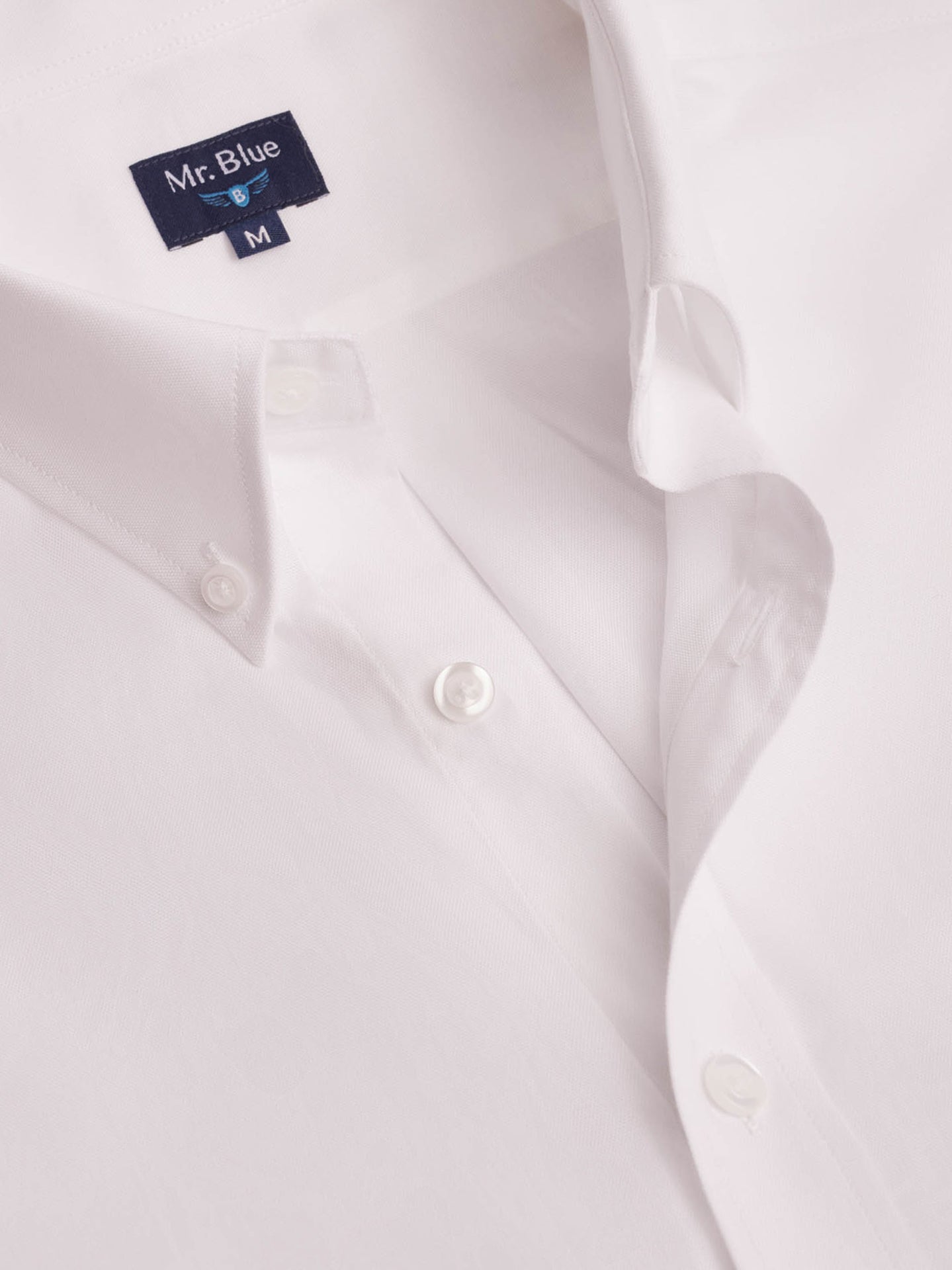 CAMISA ALGODÓN BLANCA MANGA LARGA REGULAR FIT MR. AZUL