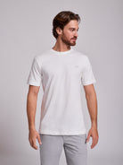 WHITE COTTON T-SHIRT SHORT SLEEVES REGULAR FIT MR. BLUE
