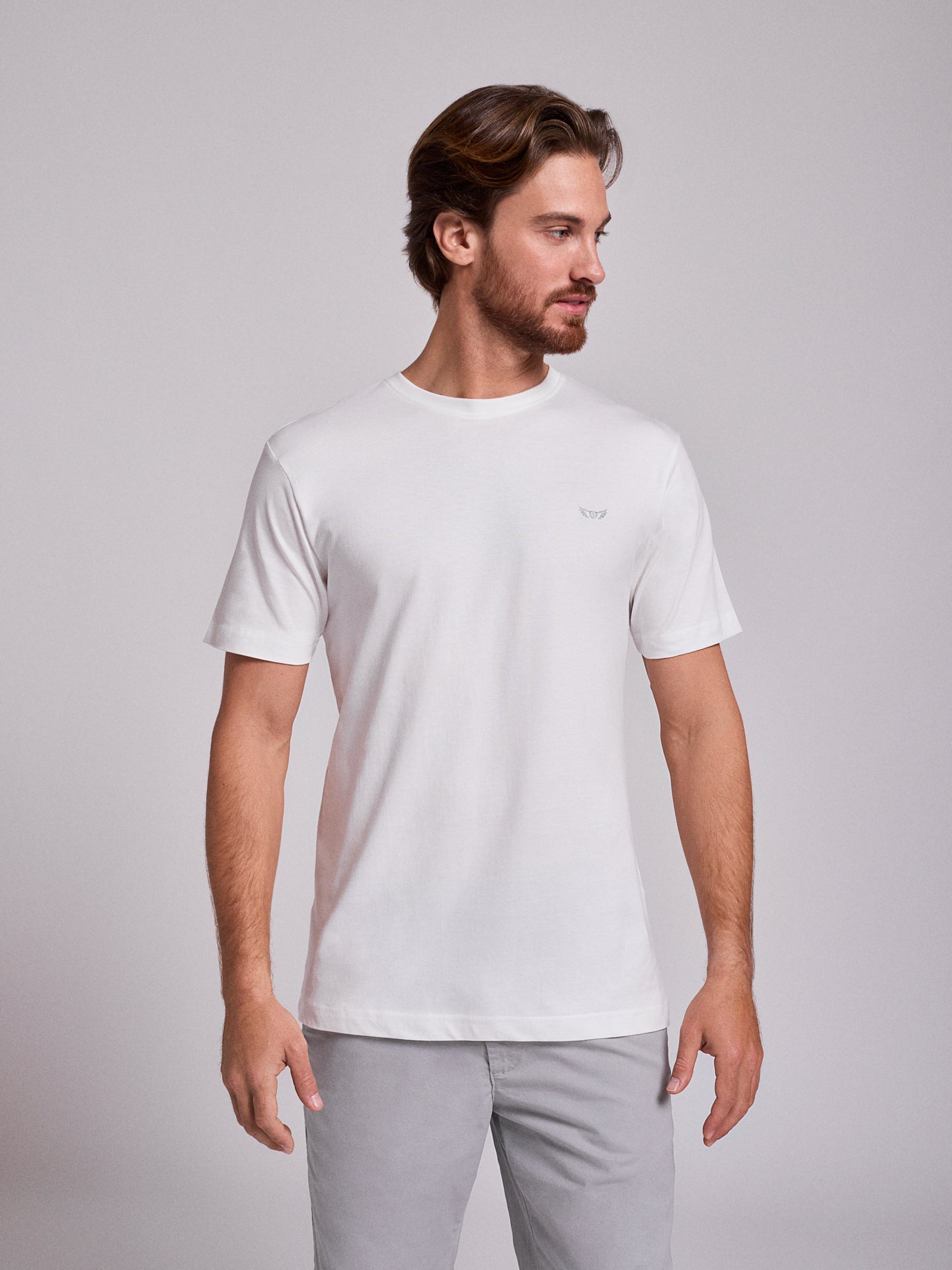 WHITE COTTON T-SHIRT SHORT SLEEVES REGULAR FIT MR. BLUE