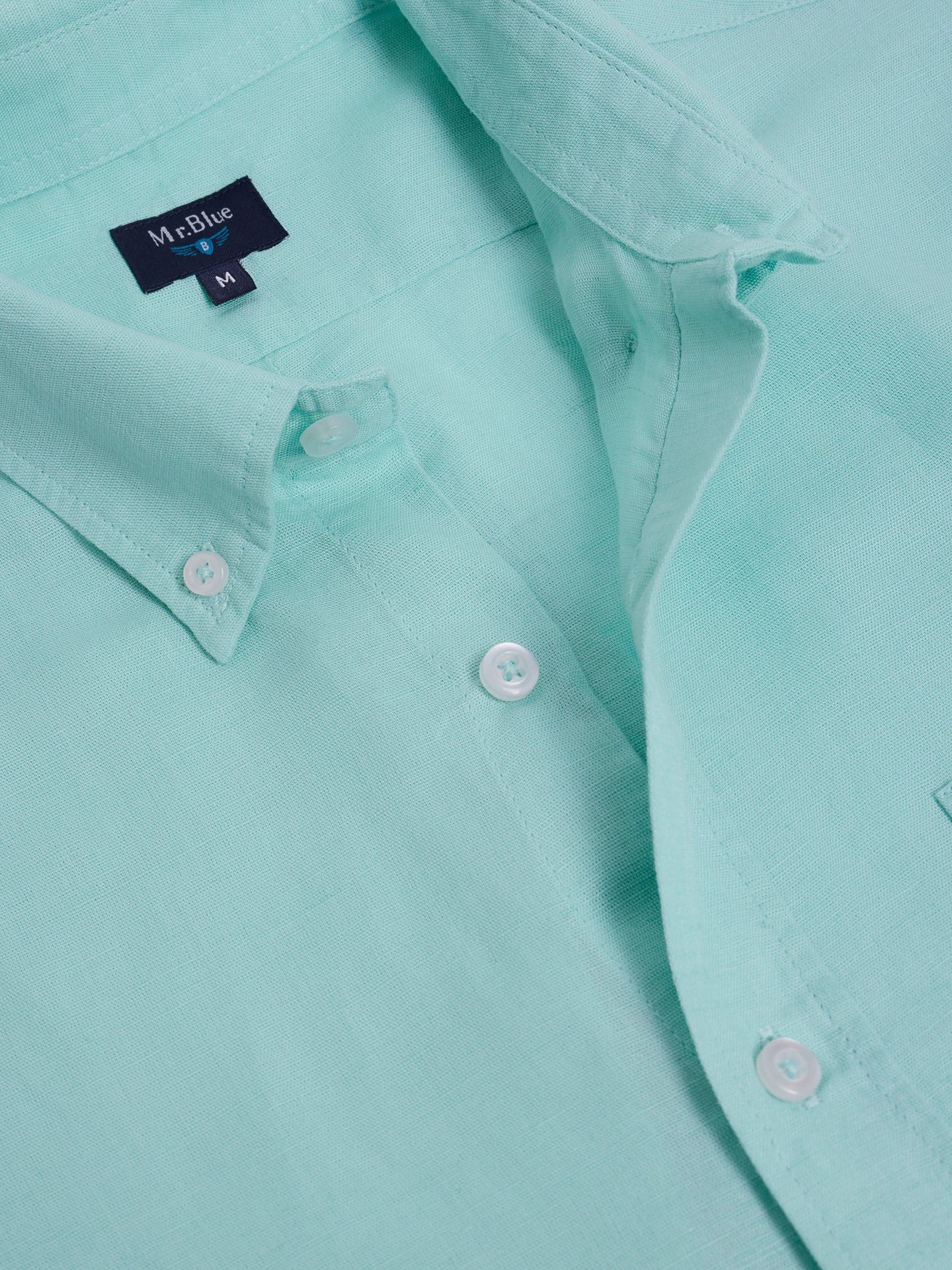 CAMISA LINO AZUL MANGA CORTA REGULAR FIT MR. AZUL
