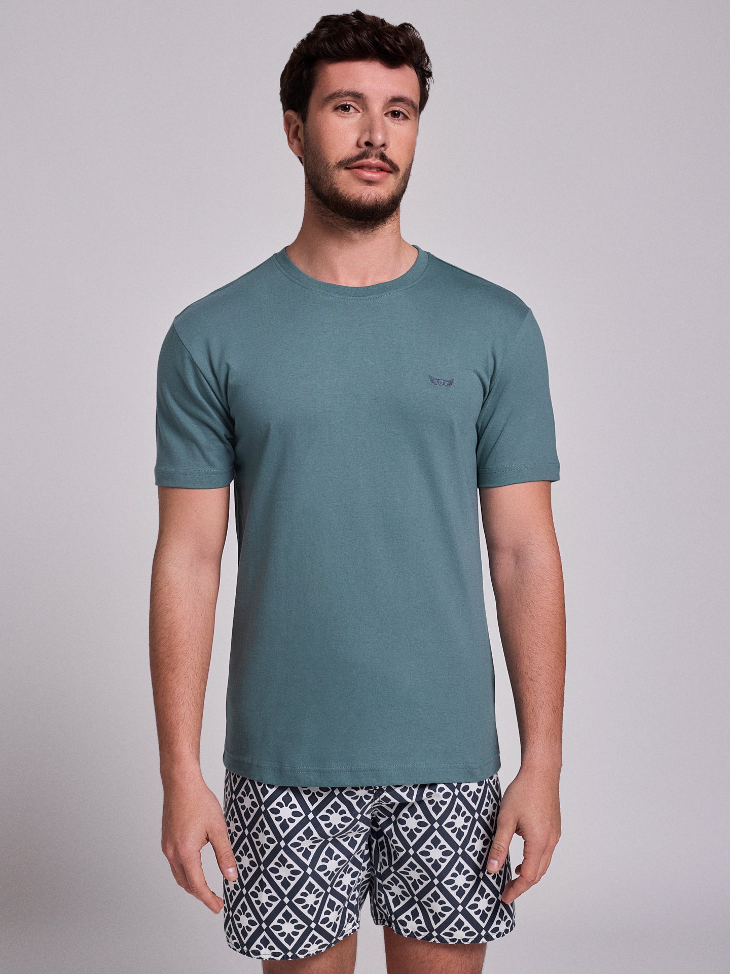 CAMISETA ALGODÓN VERDE MANGA CORTA REGULAR FIT MR. AZUL