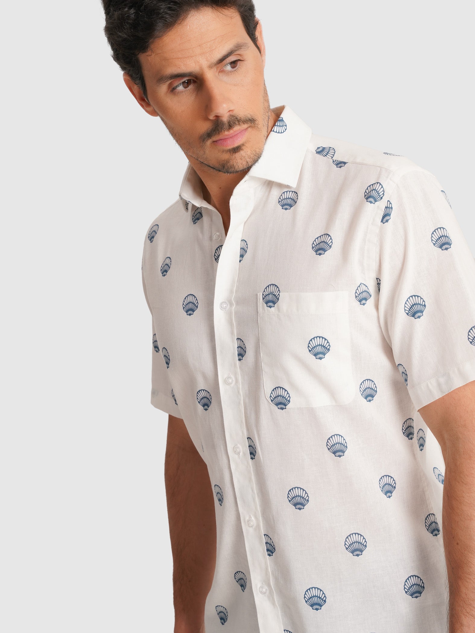 CAMISA CRUDA MANGA CORTA REGULAR FIT MR. AZUL