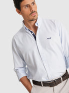BLUE LONG SLEEVE REGULAR FIT MR SHIRT. BLUE