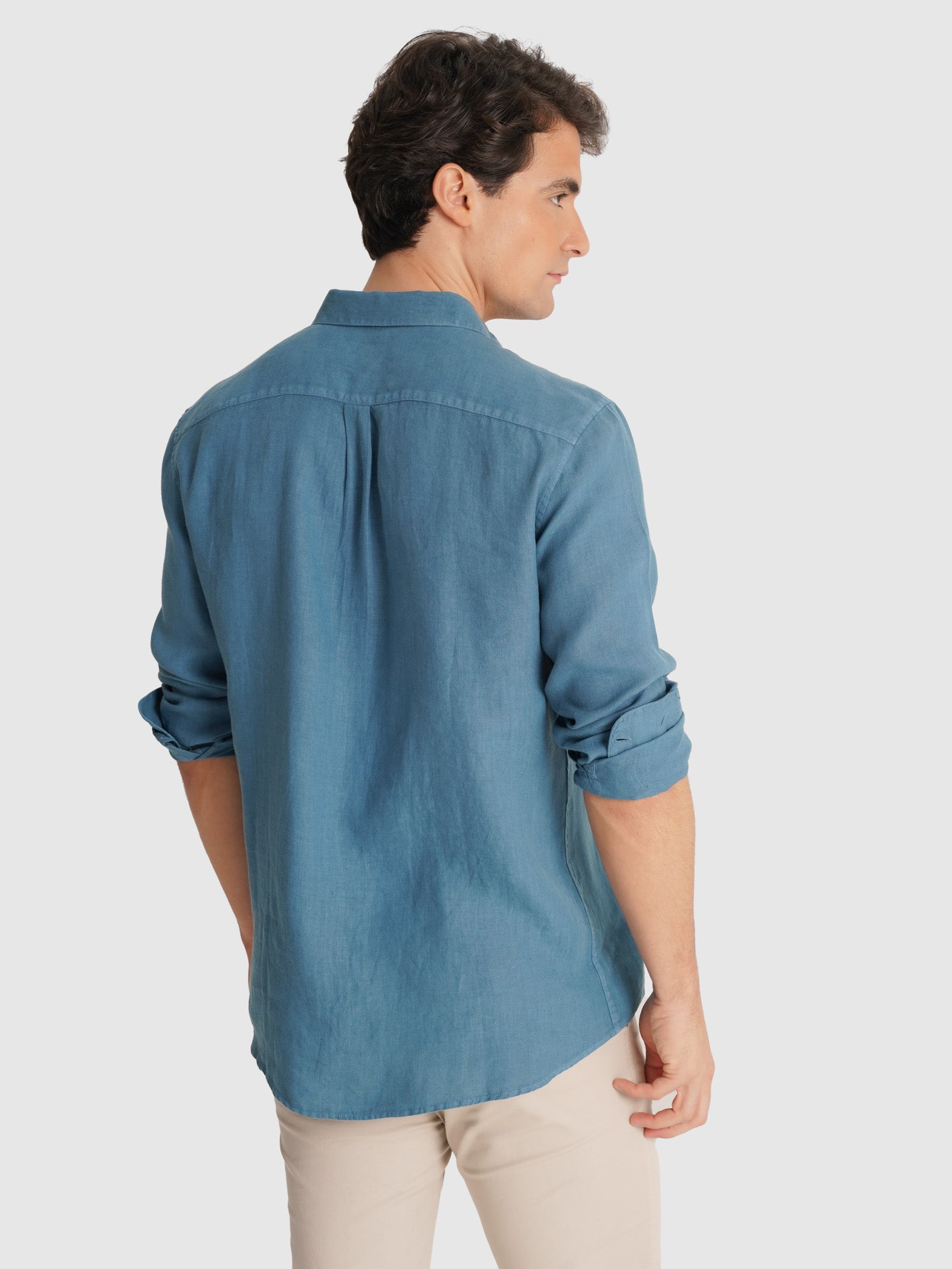 TAILORED FIT LONG SLEEVE BLUE SHIRT MARK BELLUCCI