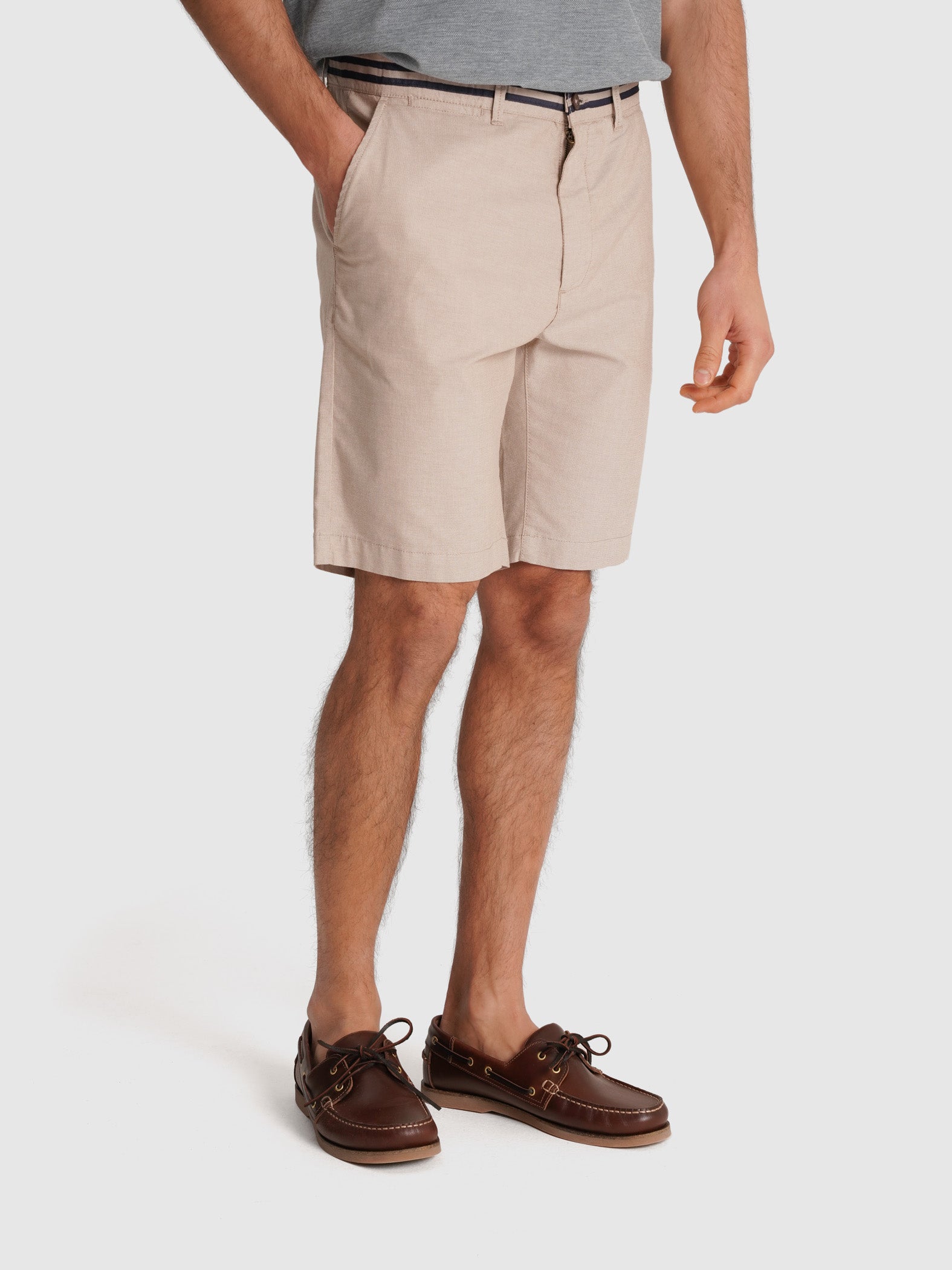 BERMUDA CHAMBRAY BEIGE AJUSTE REGULAR MR. AZUL